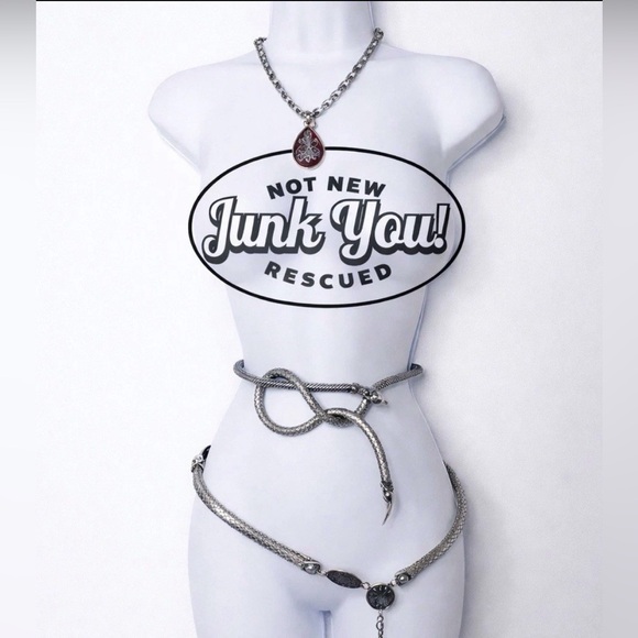 Vintage bronze mesh snake necklace belt - Picture 11 of 11